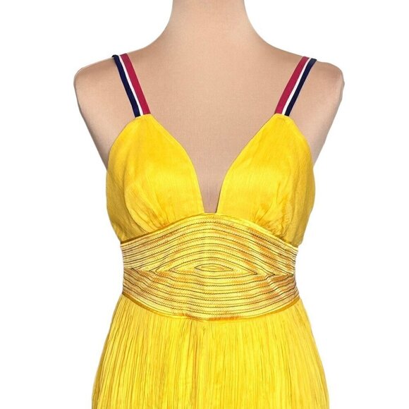 NWOT Catherine Malandrino Flowy Dress Sz.6 100% Silk Yellow Event Feminine - Picture 2 of 15